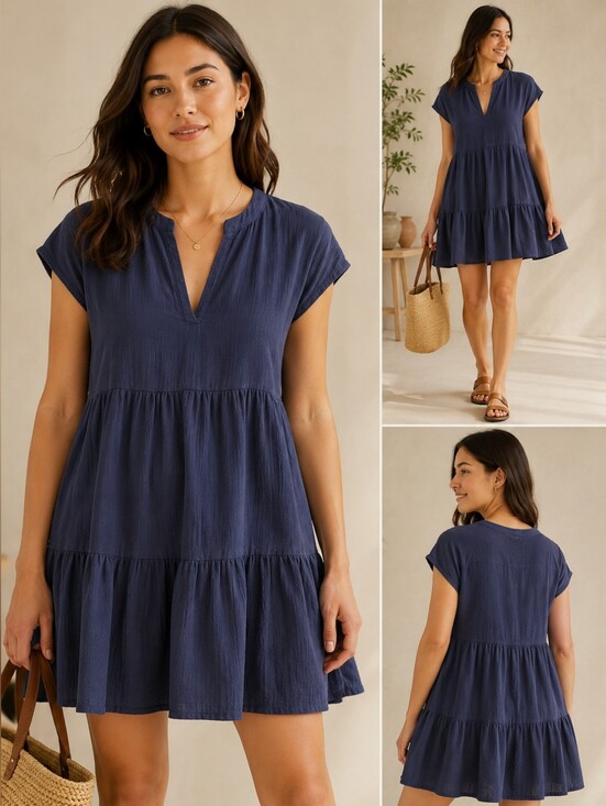 GAP Tops - 💙 GAP Women's Dark Navy Tiered V-Neck Tunic Mini Dress